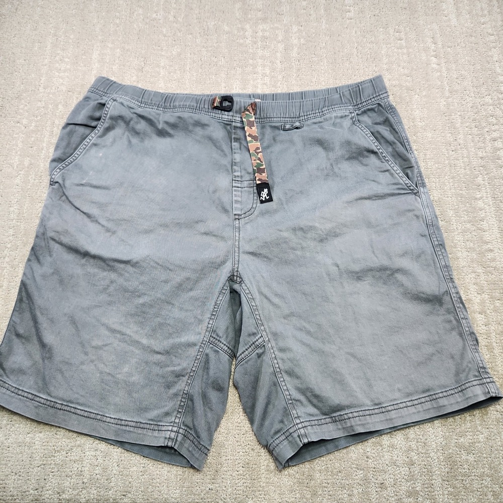 Gramicci Shorts Men XL Gray Climber *READ Elastic Waist Organic Cotton Hiking